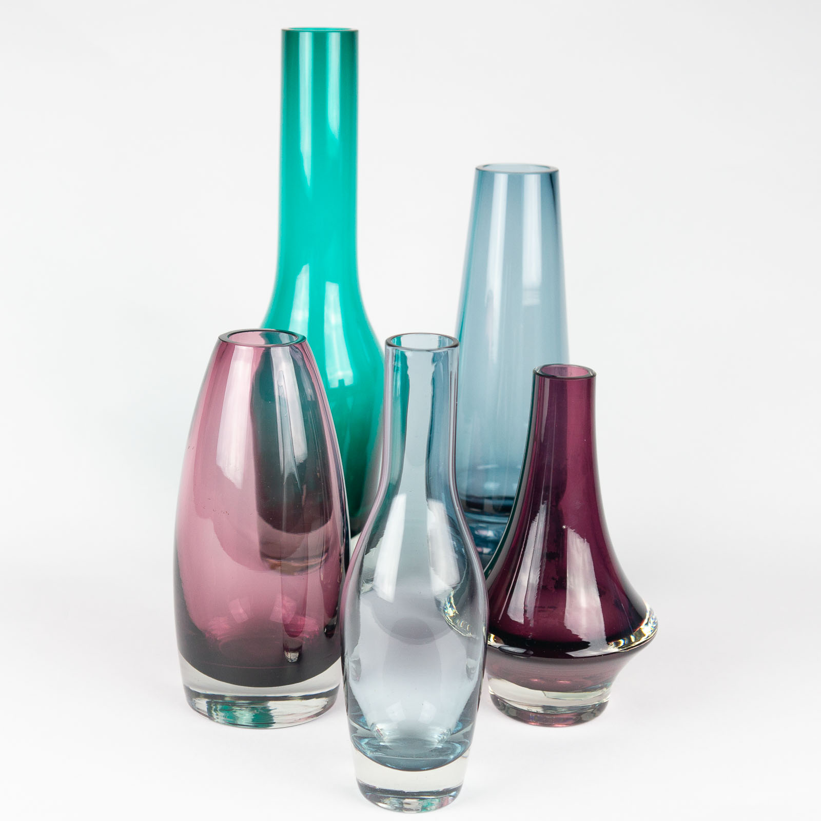 Tamara Aladin - A set of five glass Art-objects - Riihimäki Riihimäen lasi Oy