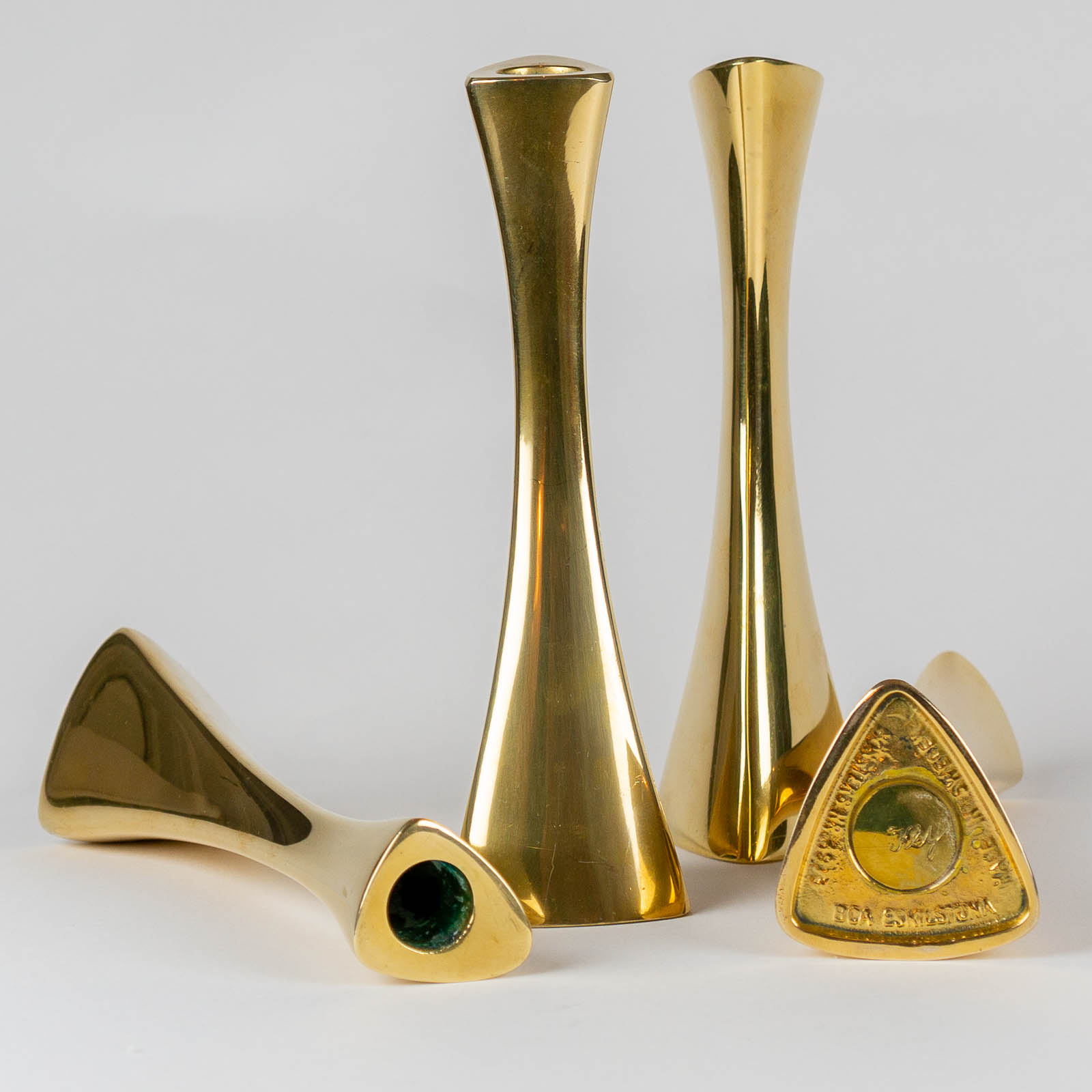 Karl-Erik Ytterberg - Set of four brass candlesticks - BCA Eskilstuna, Sweden 1960's