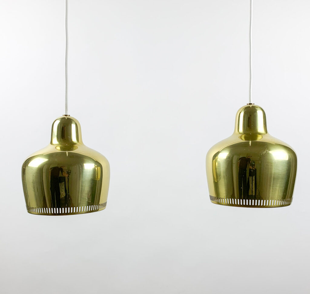 Alvar Aalto - Vintage "Golden Bell" pendants - Louis Poulsen, Denmark 1960's
