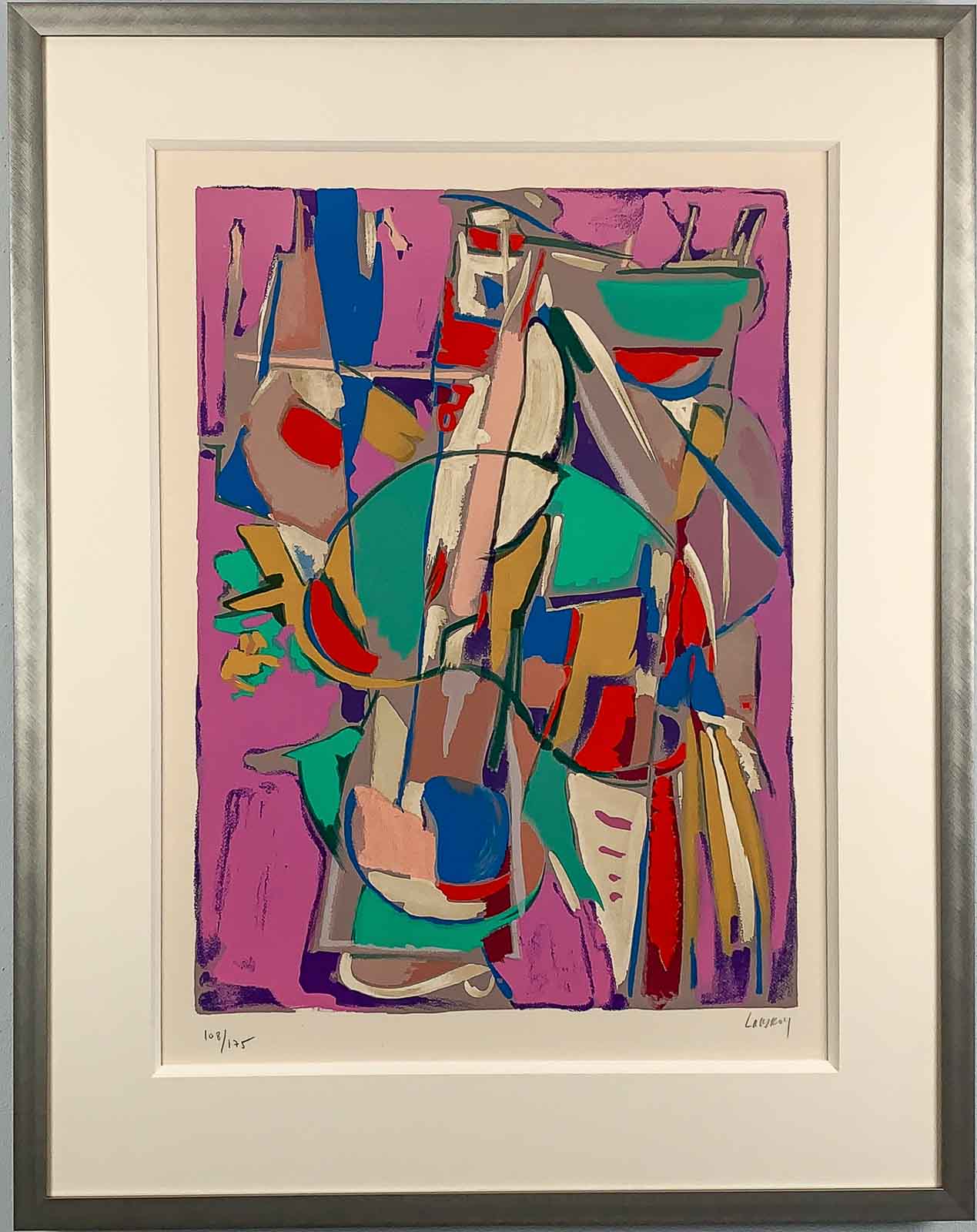 André Lanskoy – Abstract composition, lithograph on Arches paper ca. 1965 – framed, museumglass