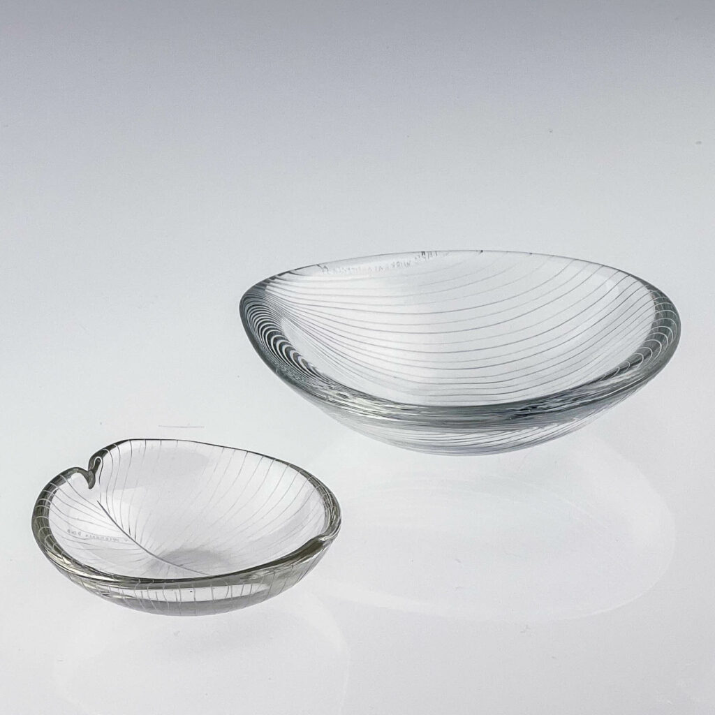 Tapio Wirkkala - Two Crystal, line cut Art-Objects, models 3336 & 3268 - Iittala, Finland ca. 1955