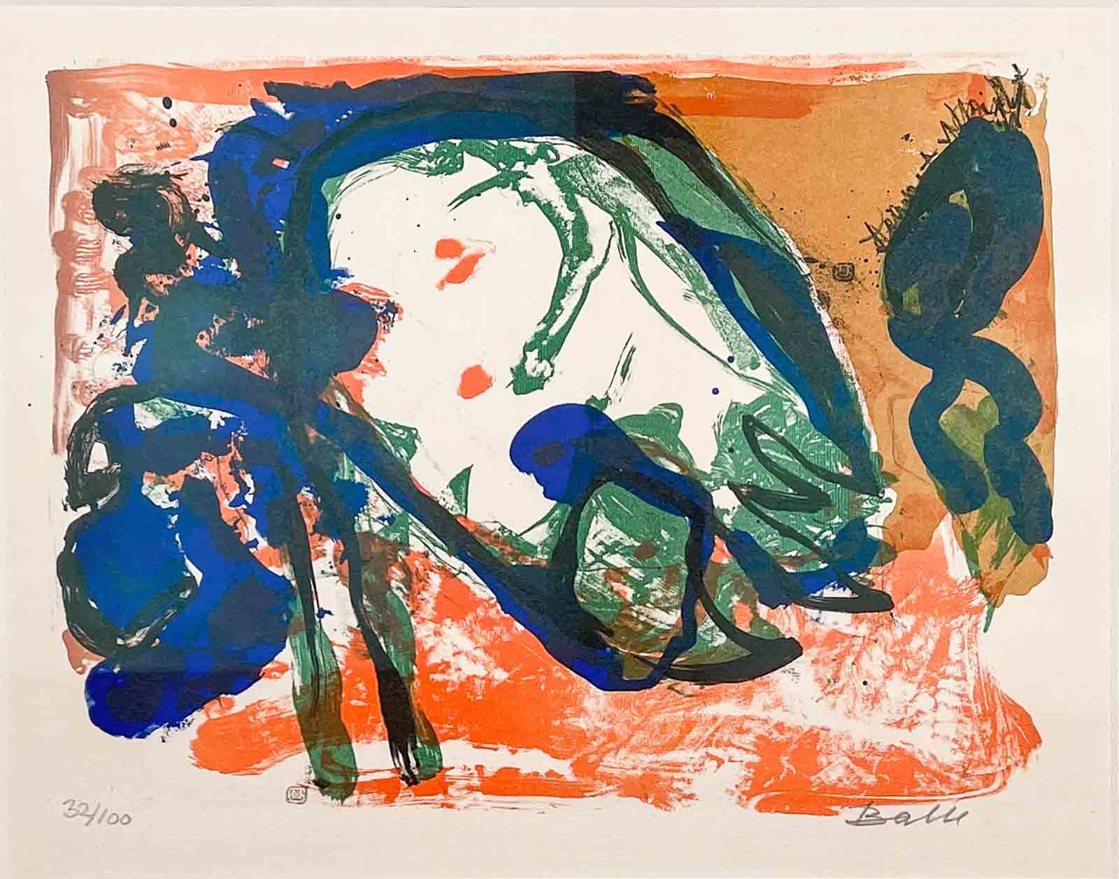 Mogens Balle – Abstract composition, lithograph on Arches paper 1967 – framed, museumglass