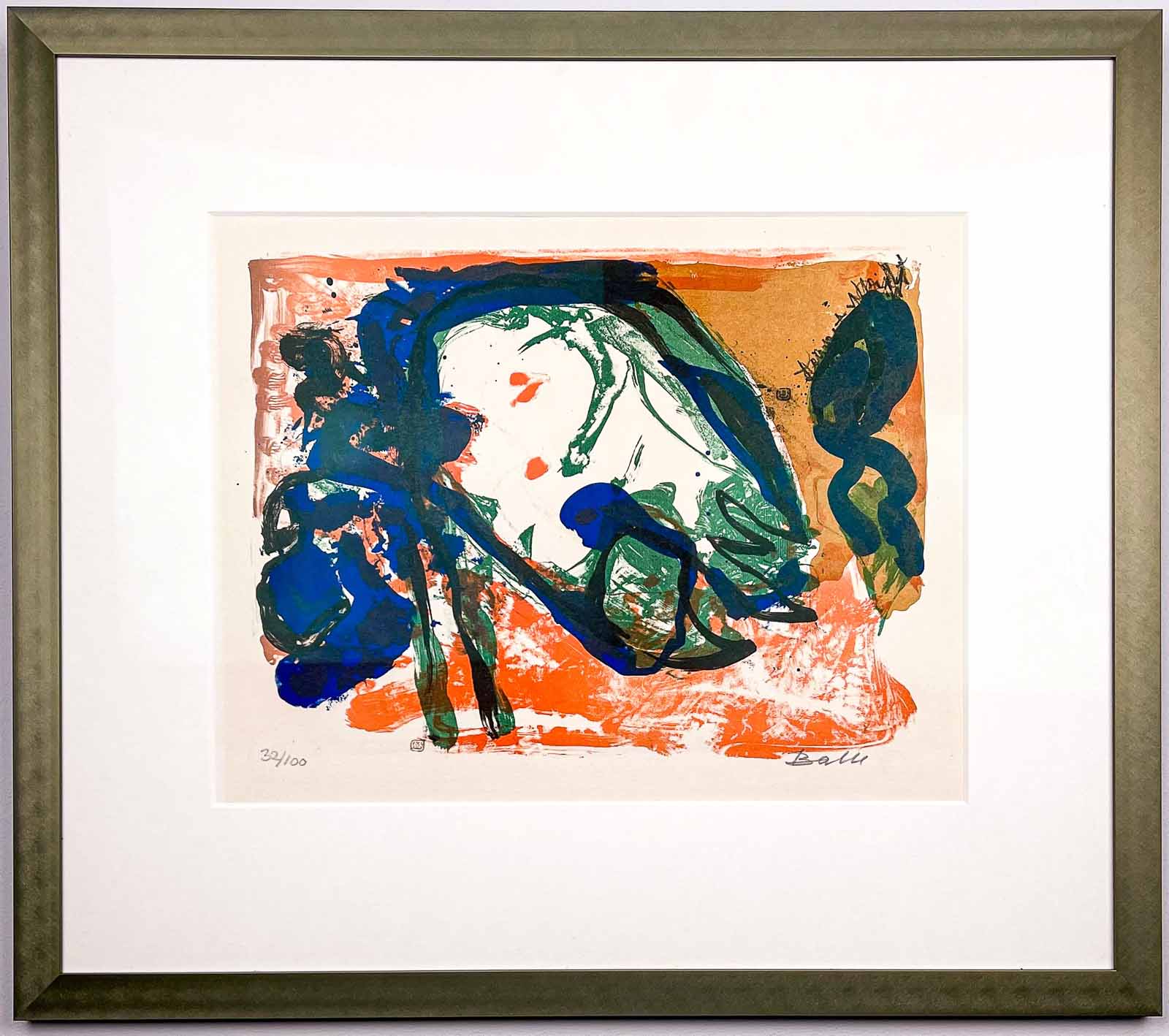 Mogens Balle – Abstract composition, lithograph on Arches paper 1967 – framed, museumglass