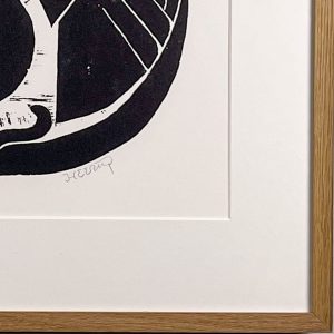 Henry Heerup – "Bird's Nest", 1950 - Linocut on paper, framed, museumglass