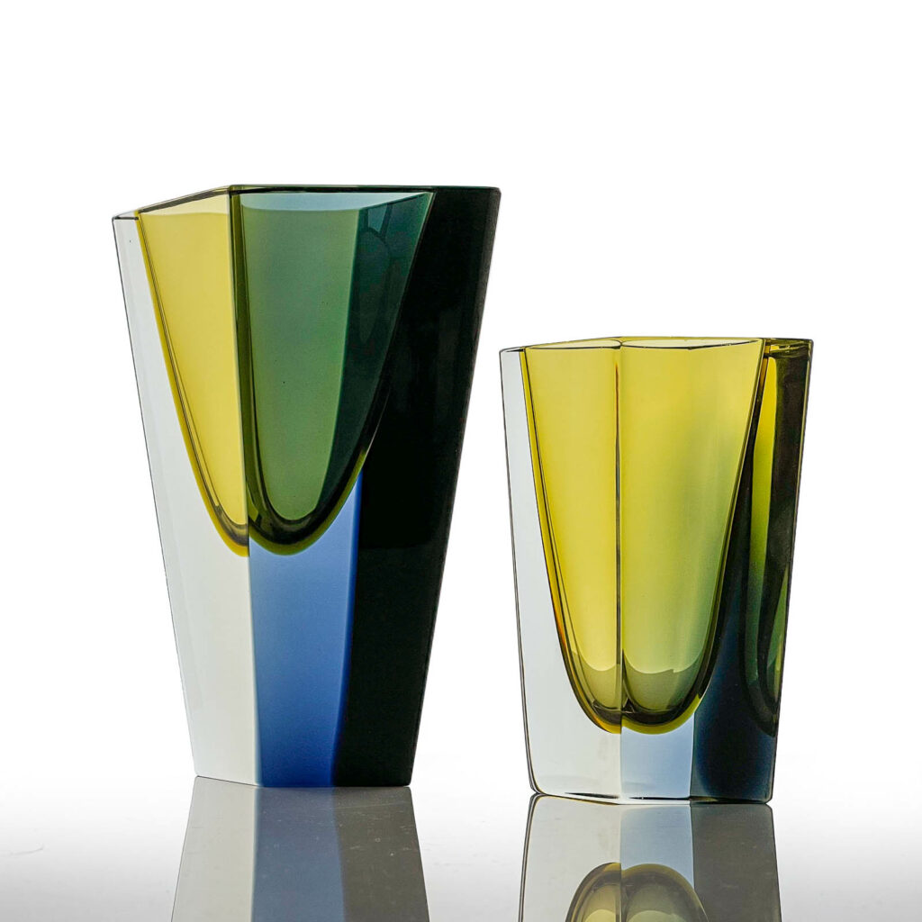 Kaj Franck - Two glass Art-objects "Prisma", model KF215 - Nuutajärvi-Notsjö Finland