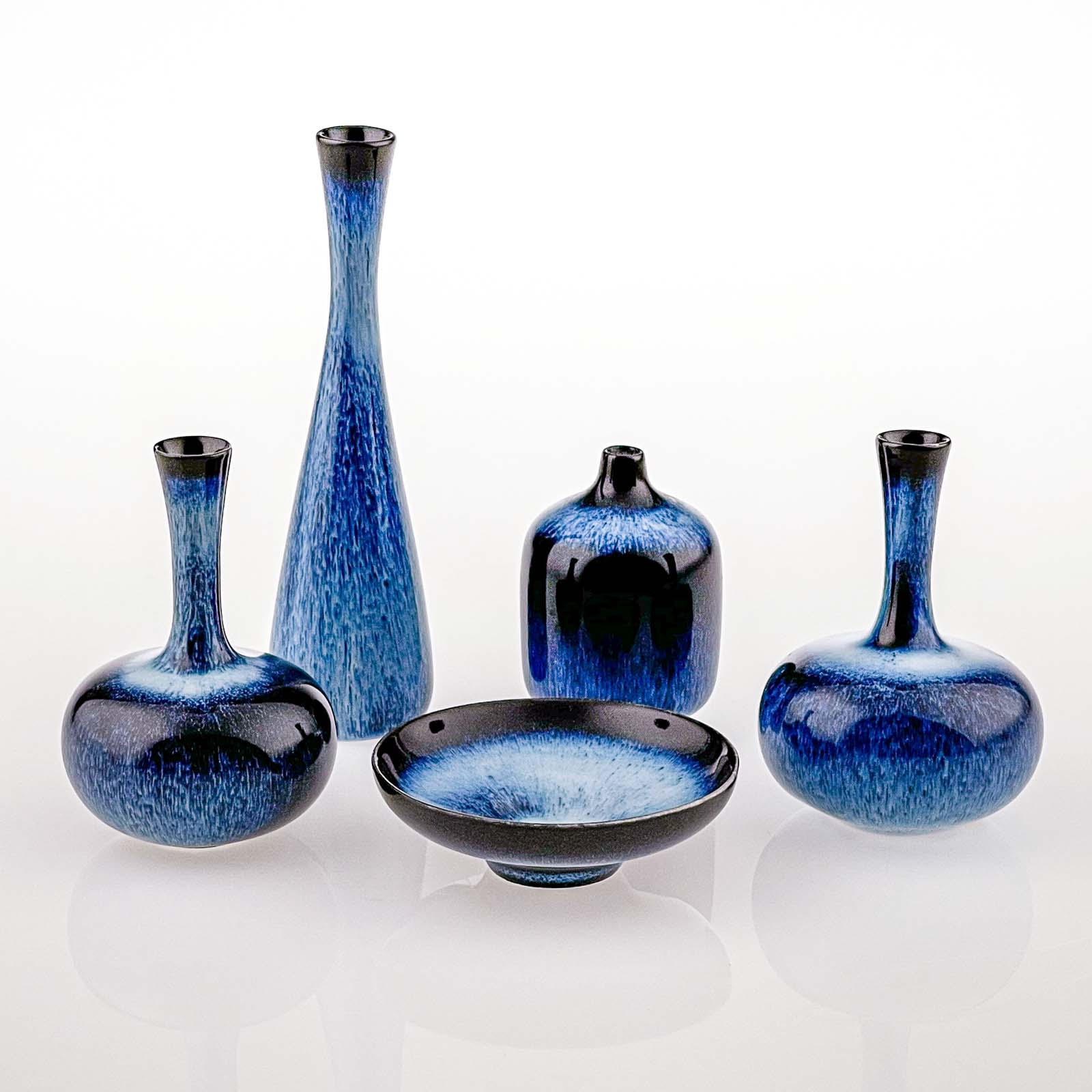 Gunnar Nylund - A set of five glazed miniature vases - Rörstrand Sweden, ca. 1960