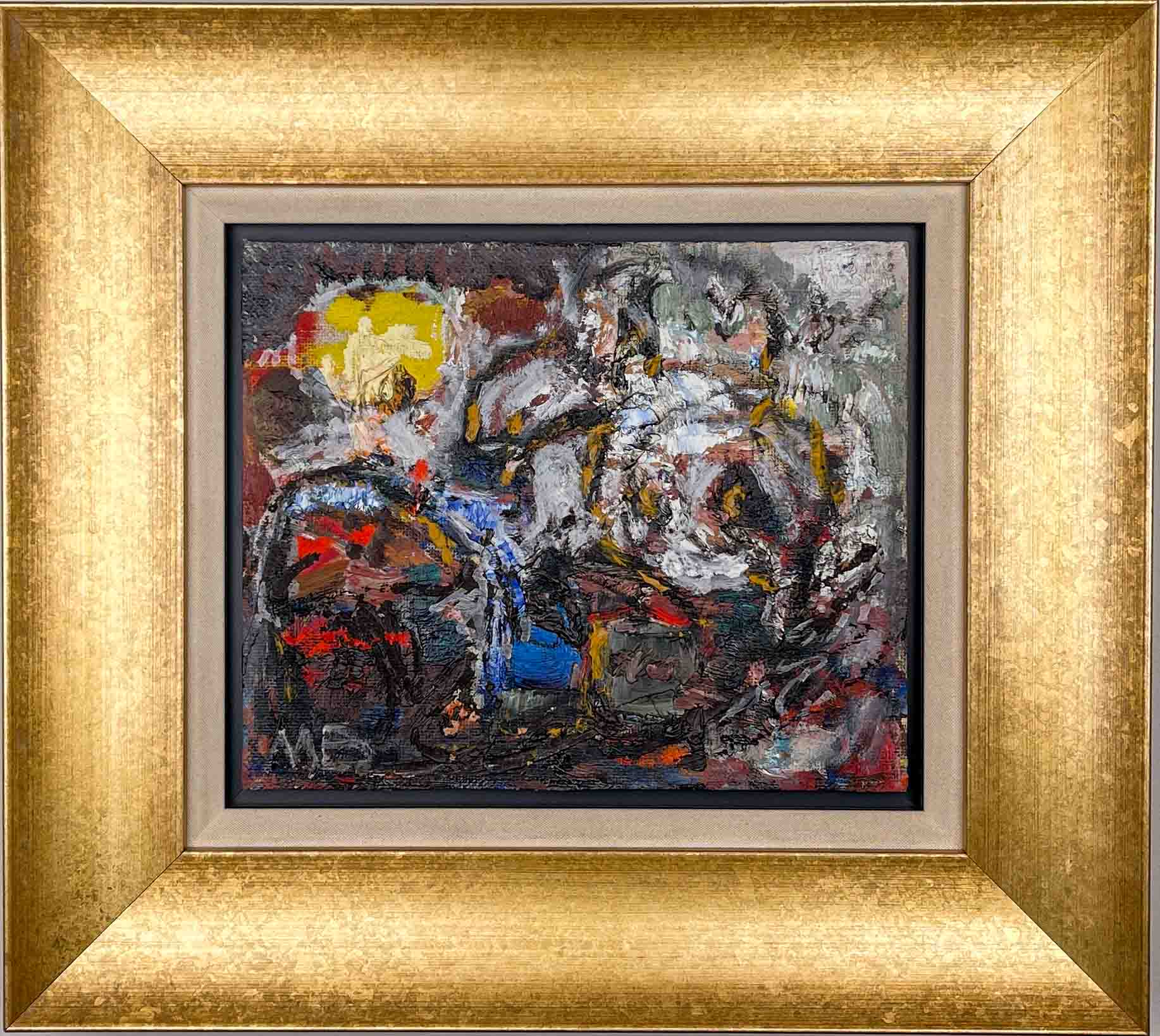 Mogens Balle - "Tal under Solen" (figures under the sun) circa 1961 - oil / board, framed