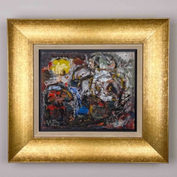 Mogens Balle – “Tal under Solen” (figures under the sun) circa 1961 – oil / board, framed