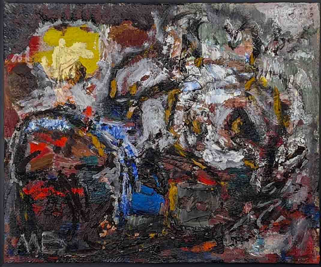 Mogens Balle - "Tal under Solen" (figures under the sun) circa 1961 - oil / board, framed