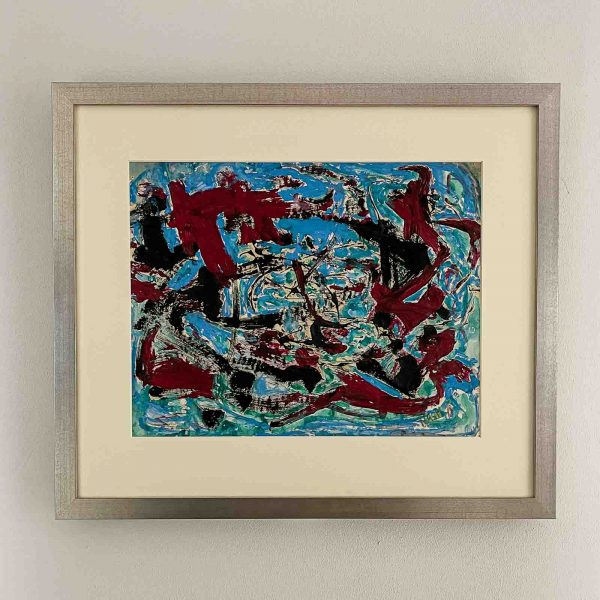 Jørgen Nash - "Composition", 1960's - Gouache and aquarelle on paper, professionally framed, museumglass