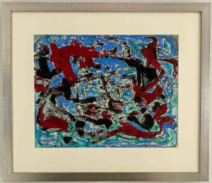 Jørgen Nash - "Composition", 1960's - Gouache and aquarelle on paper, professionally framed, museumglass