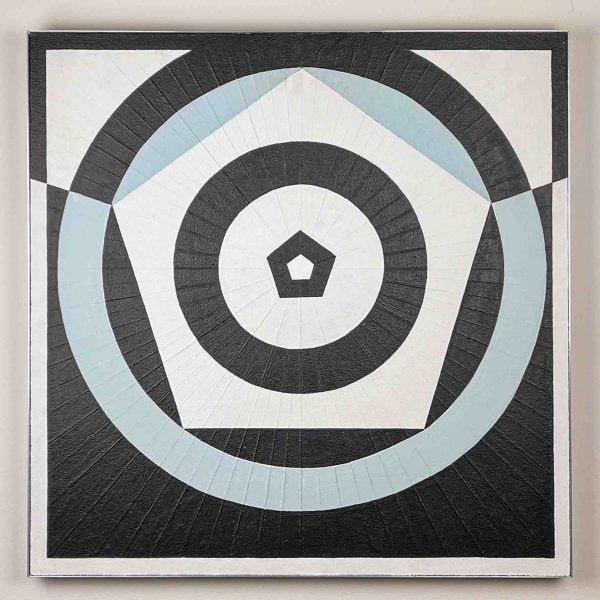 Pieter de Haard - "Compositie XIV" (Variation Pentagram) 1978/1988 - oil and yarn on board