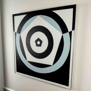 Pieter de Haard - "Compositie XIV" (Variation Pentagram) 1978/1988 - oil and yarn on board