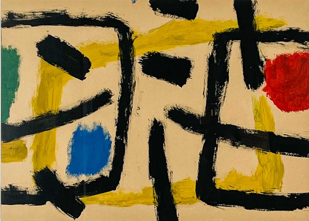 Willem Hussem Gouache circa 1960 - Van Kerkhoff Art (3 van 5) Willem Hussem - Untitled, circa 1960 - Gouache on paper, framed