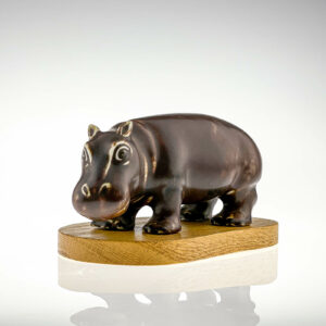 Gunnar Nylund - A glazed stoneware sculpture of a Hippopotamus - Rörstrand Sweden, ca. 1955