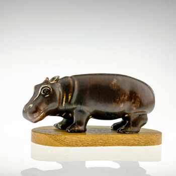 Gunnar Nylund – A glazed stoneware sculpture of a Hippopotamus – Rörstrand Sweden, ca. 1955