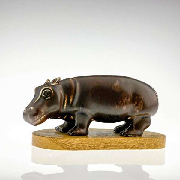 Gunnar Nylund - A glazed stoneware sculpture of a Hippopotamus - Rörstrand Sweden, ca. 1955