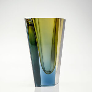 Kaj Franck - A glass Art-object "Prisma", model KF215 in yellow and blue hues - Nuutajärvi-Notsjö Finland, 1963