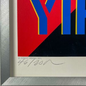 Robert Indiana - "Yield Brother", 1971 - Screenprint on wove-paper, professionally framed, museumglass