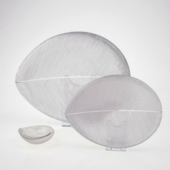 Tapio Wirkkala – Complete Set of all the three sizes of Crystal Art-object “Leaf” model 3337 – Iittala Finland circa 1955