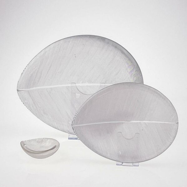 Tapio Wirkkala - Complete Set of all the three sizes of Crystal Art-object "Leaf" model 3337 - Iittala Finland circa 1955