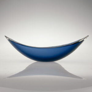 Kaj Franck - Blue and clear glass art-object "Lansetti" (Lancet), model KF218 - Nuutajärvi-Notsjö, Finland 1963