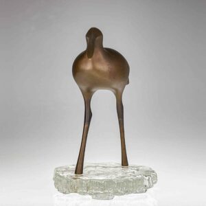 Tapio Wirkkala - A bronze sculpture of a bird "Suokurppa" on a glass stand, model TW513 - Kultakeskus / Iittala, Finland ca. 1975