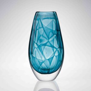 Vicke Lindstrand - Turquoise and clear glass art-object "Colora", model LH 1674 - Kosta Glasbruk, Sweden 1960's