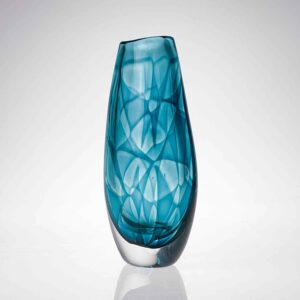 Vicke Lindstrand - Turquoise and clear glass art-object "Colora", model LH 1674 - Kosta Glasbruk, Sweden 1960's