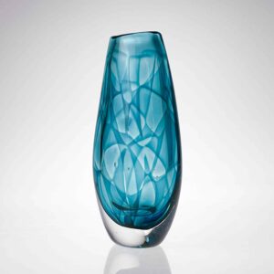Vicke Lindstrand - Turquoise and clear glass art-object "Colora", model LH 1674 - Kosta Glasbruk, Sweden 1960's