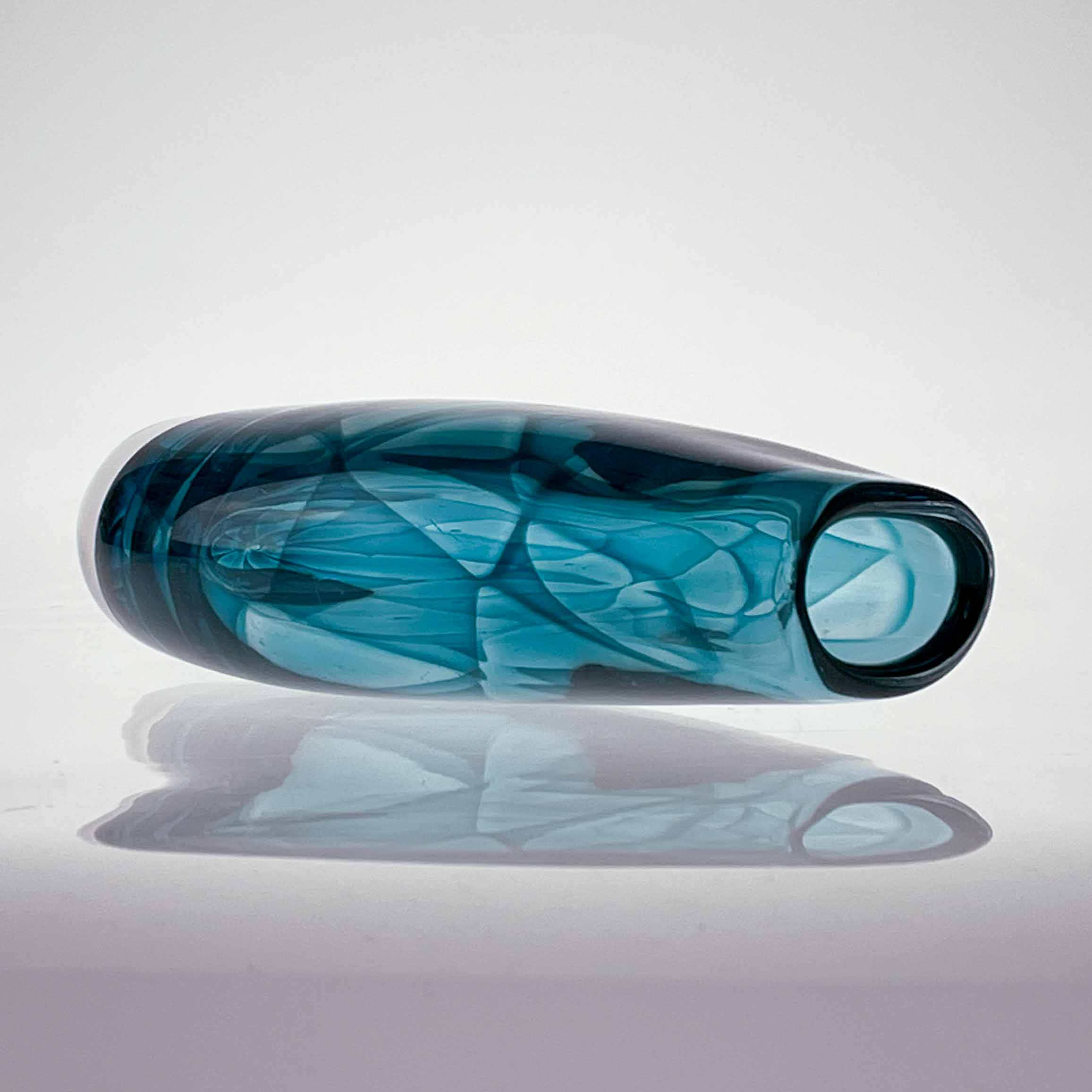 Vicke Lindstrand - Turquoise and clear glass art-object "Colora", model LH 1674 - Kosta Glasbruk, Sweden 1960's