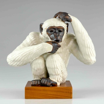Gunnar Nylund – A glazed stoneware sculpture of a Monkey – Rörstrand Sweden circa 1950