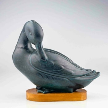 Gunnar Nylund – A glazed stoneware sculpture of a Duck – Rörstrand Sweden before 1951