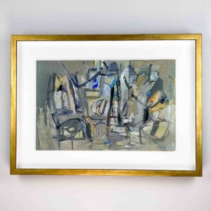 Louis Nallard, “Interior”, circa 1955 – oil on cardboard, professionally framed