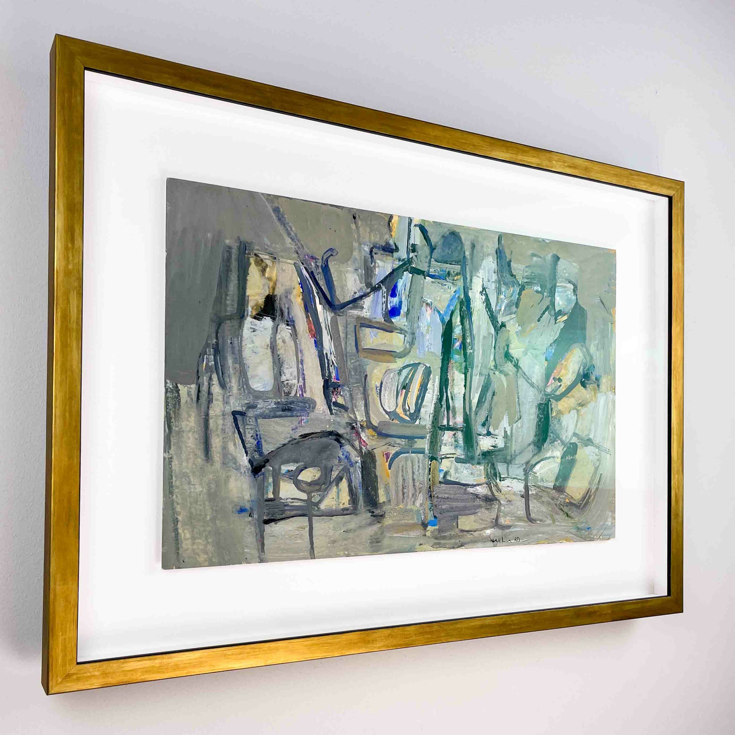 Louis Nallard, “Interior”, circa 1955 – oil on cardboard, professionally framed