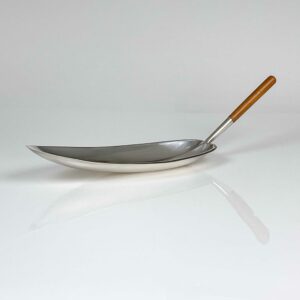 Tapio Wirkkala - A Sterling silver dish with teakwood handle, model TW85, Handmade to Order - Kultakeskus, Finland 1965