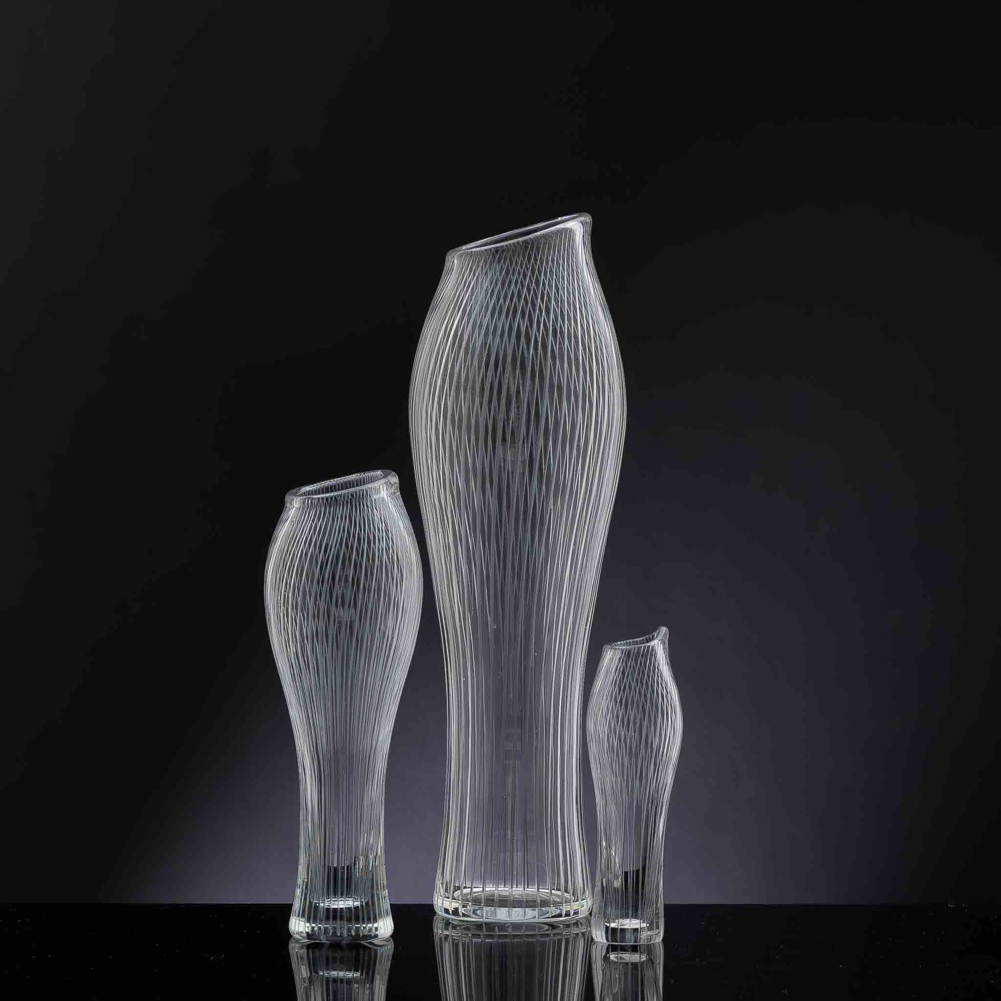 Tapio Wirkkala - A complete set of line cut crystal Art-object "Varsanjalka" or "Foal's Foot", model 3215 - Iittala Finland circa 1955