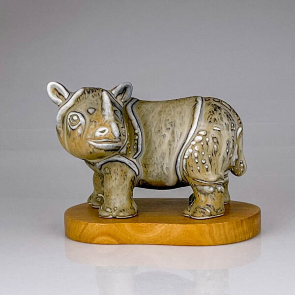 Gunnar Nylund - A glazed stoneware sculpture of a Rhinoceros - Rörstrand Sweden, ca. 1955
