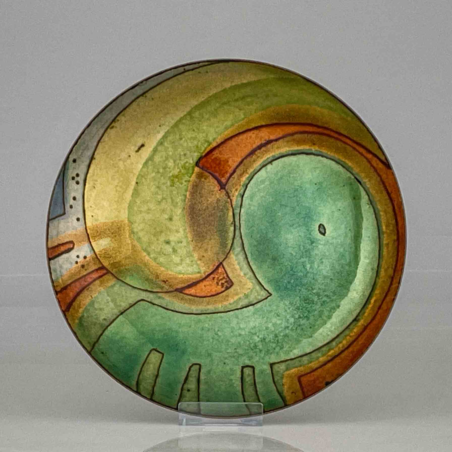 Saara Hopea - A multicoloured enameled copper plate - 1960's or 1970's