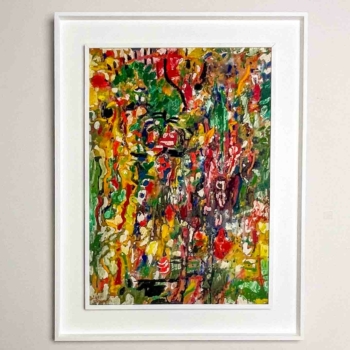 Sven Erixson – “Red Flowers”, 1962 – oil on board, profesionally framed