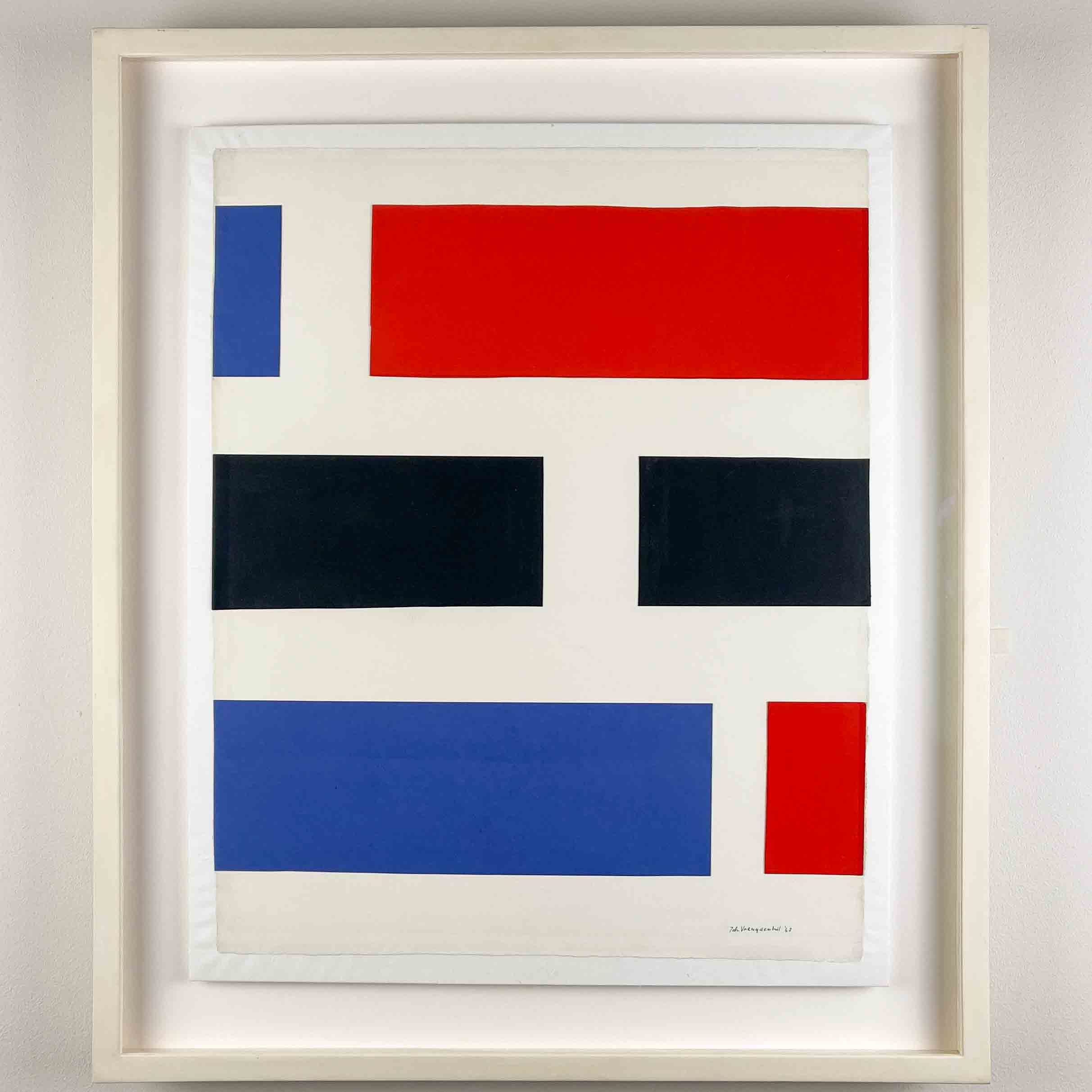 Joop Vreugdenhil - Abstract composition, 1968 - collage on paper, profesionally framed, museumglass