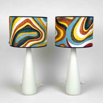 Two stoneware tablelamps with bespoke lampshades – Arabia, Finland between 1964-1971