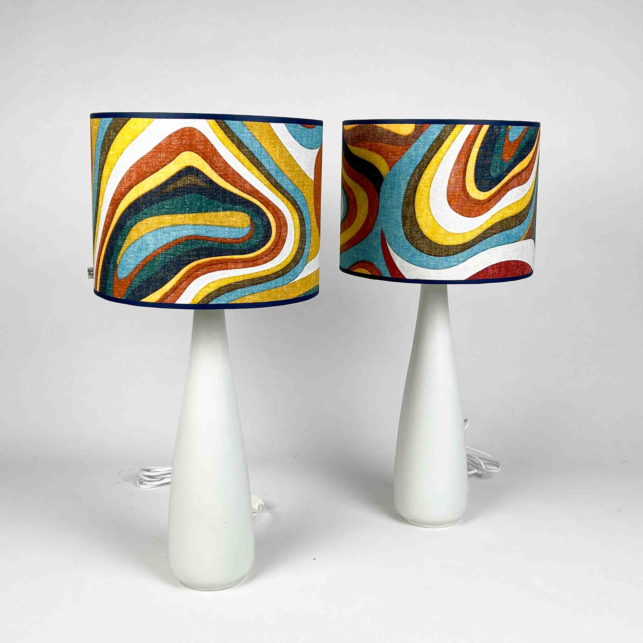 Two stoneware tablelamps with bespoke lampshades - Arabia, Finland between 1964-1972