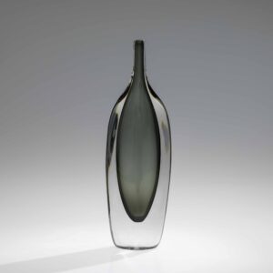 Nils Landberg - A unique handblown grey-green and clear glass Art-object - Orrefors, Sweden 1956