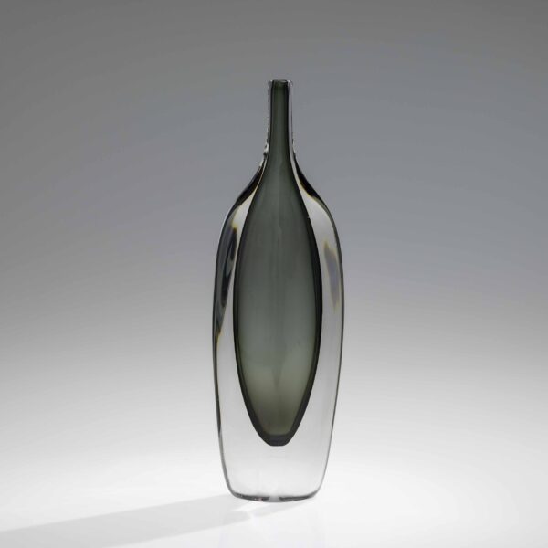 Nils Landberg - A unique handblown grey-green and clear glass Art-object - Orrefors, Sweden 1956