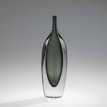 Nils Landberg – A unique handblown grey-green and clear glass Art-object – Orrefors, Sweden 1956