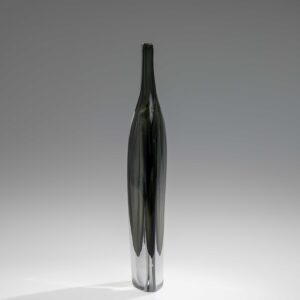 Nils Landberg - A unique handblown grey-green and clear glass Art-object - Orrefors, Sweden 1957