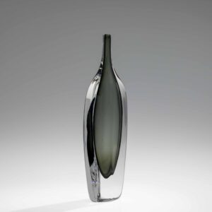 Nils Landberg - A unique handblown grey-green and clear glass Art-object - Orrefors, Sweden 1956