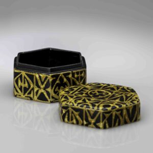 Nils Thorsson - A hexagonal lidded "Baca" jar - Aluminia, Denmark ca. 1965