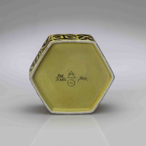 Nils Thorsson - A hexagonal lidded "Baca" jar - Aluminia, Denmark ca. 1965